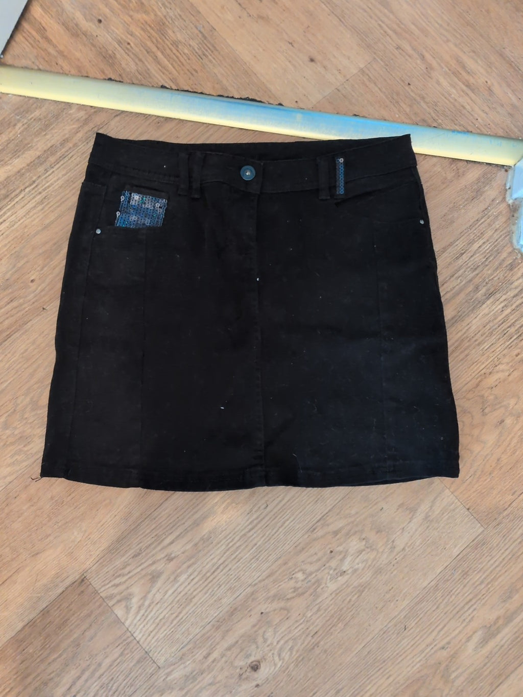 M&Co 12 Black Denim Knee Length Skirt