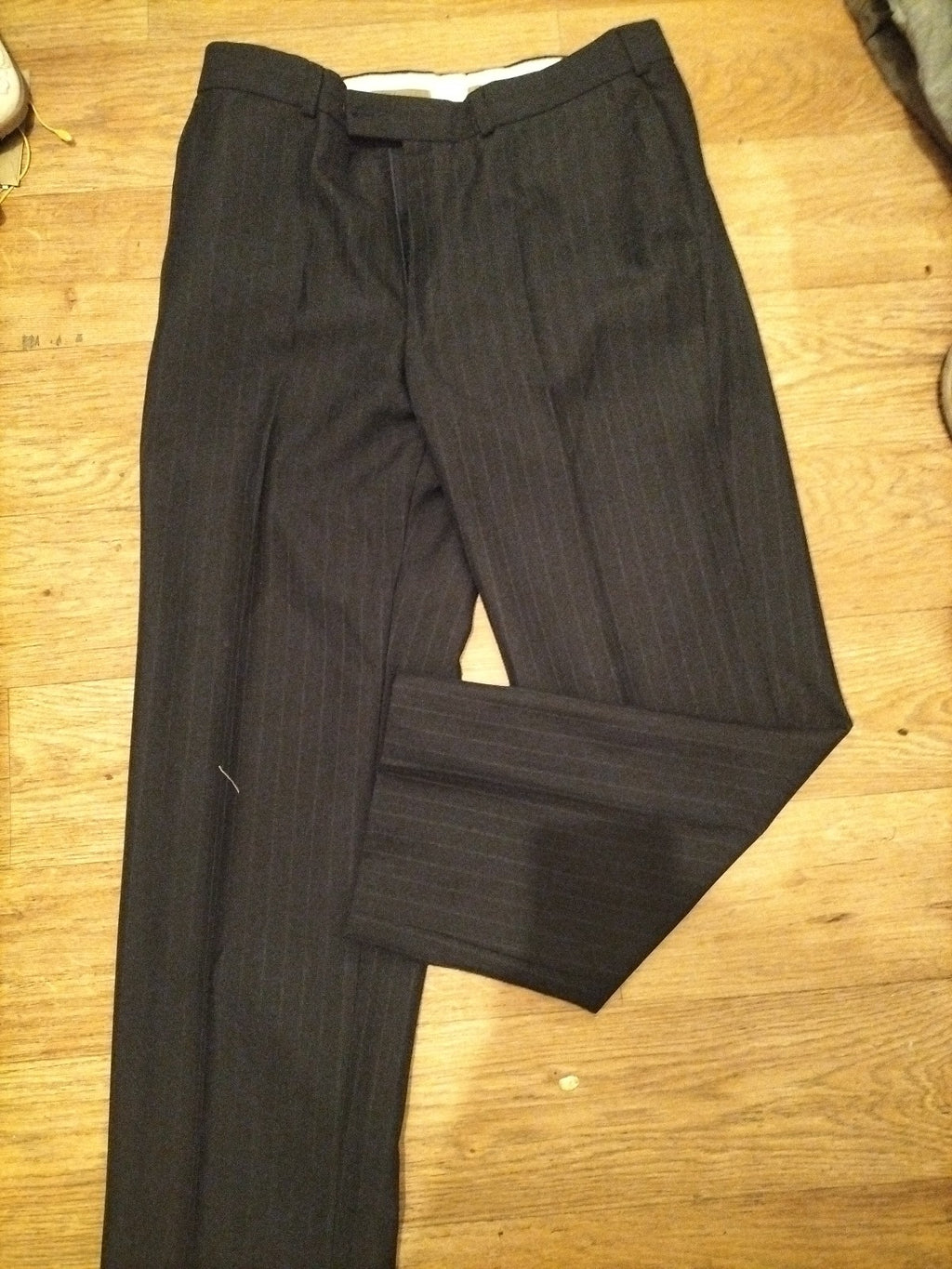 Mens Canda Size 34 Short Navy And Blue Striped Trousers