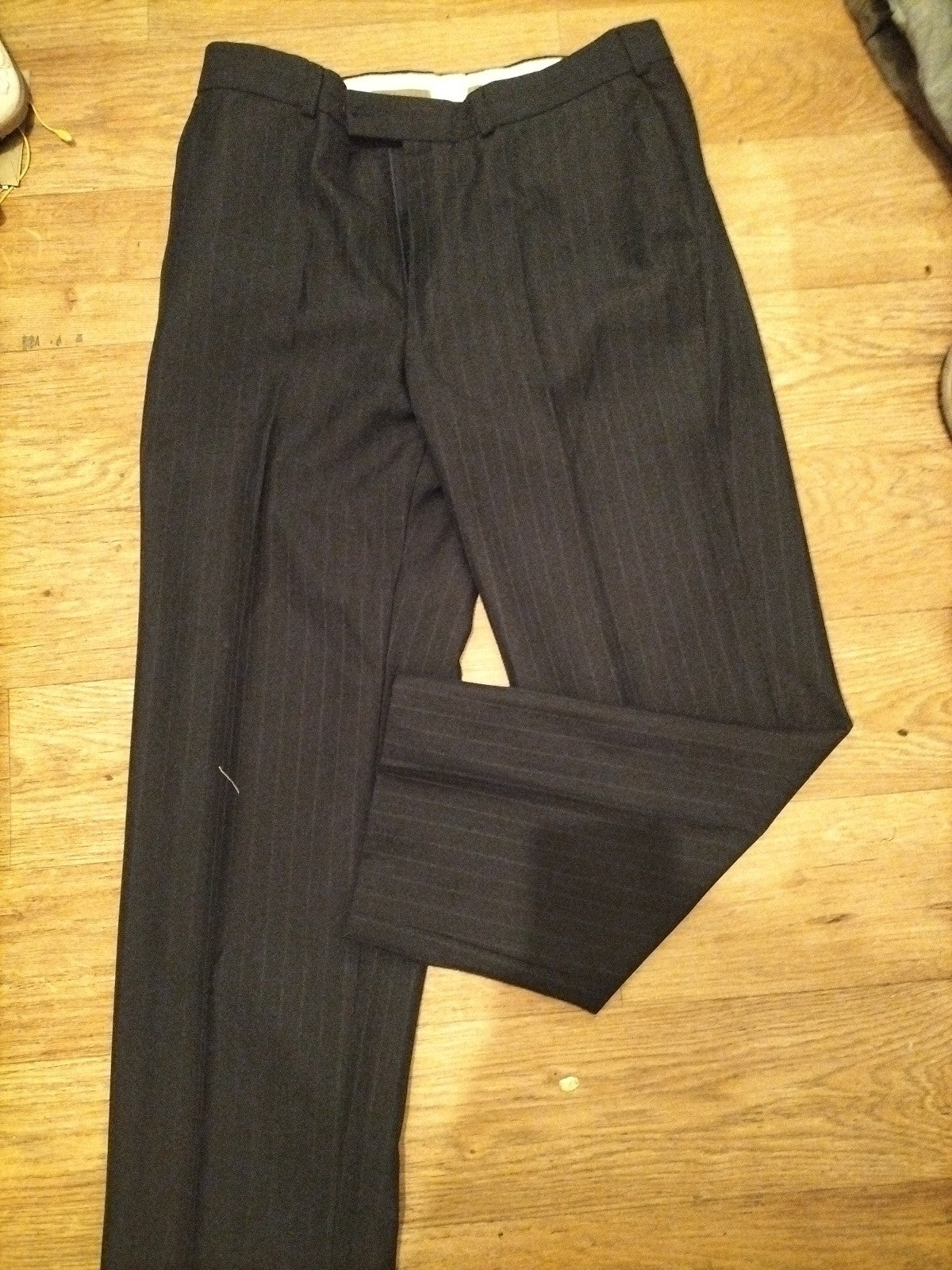 Mens Canda Size 34 Short Navy And Blue Striped Trousers