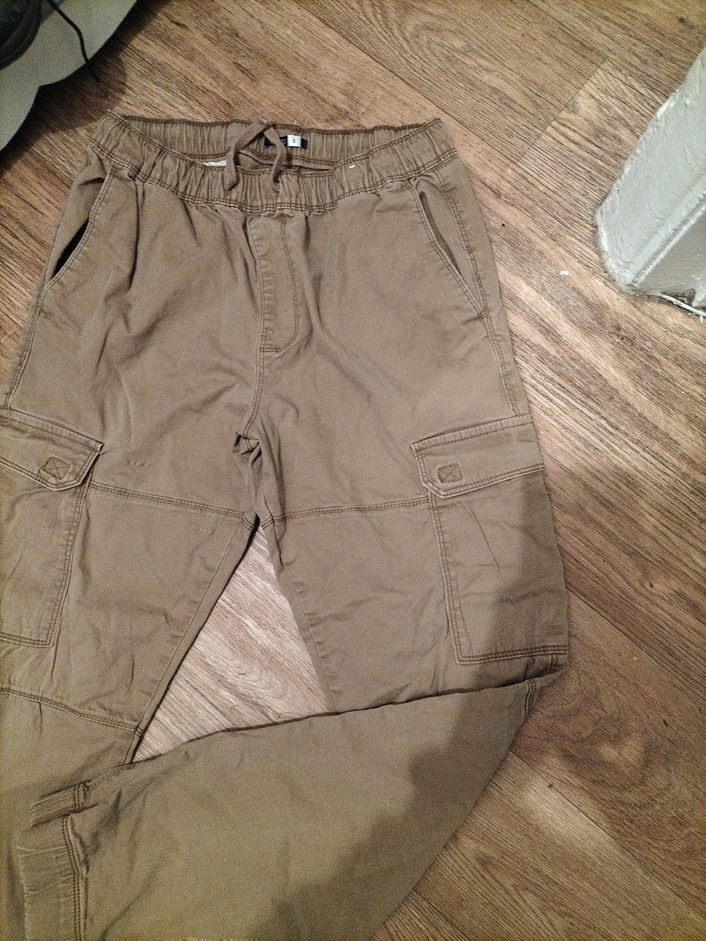 Mens Pep&Co Size Small Brown Elasticated Cargo Trousers