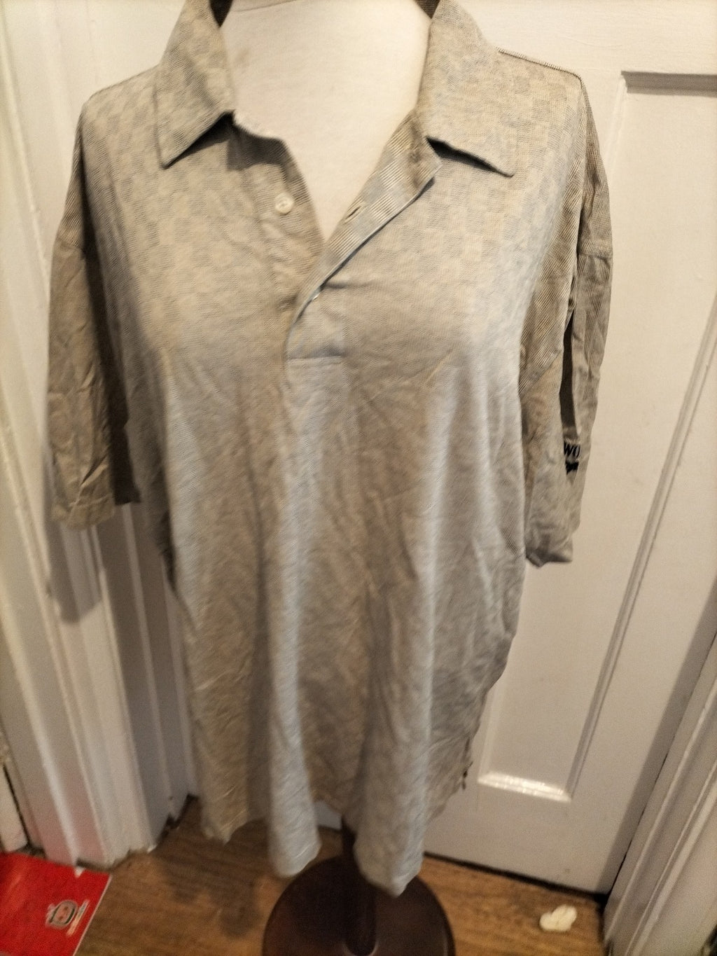 Mens Ashworth Size XL Beige Patterned Check Short Sleeved Shirt