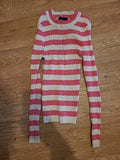 Ladies Pieces Size Large Pink/Cream Ribbed Jumper