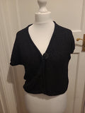 Ladies Taifun Size M/L Black Open Short Sleeved Blouse