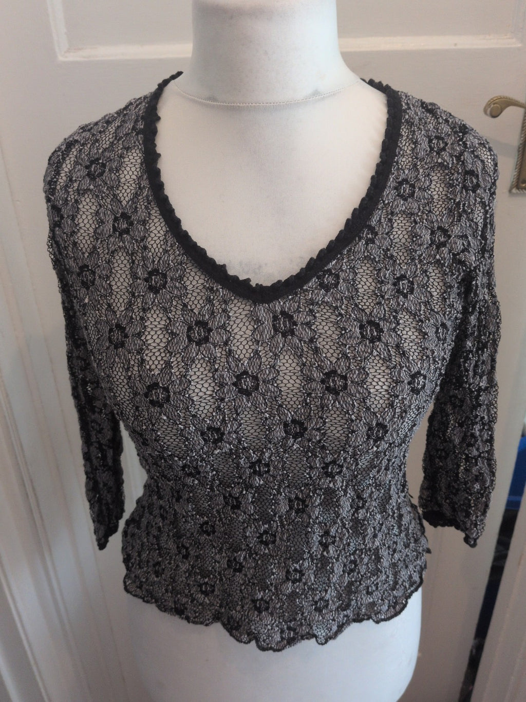 Per Una 12 Crinkle Semi See Through Blouse Long Sleeve