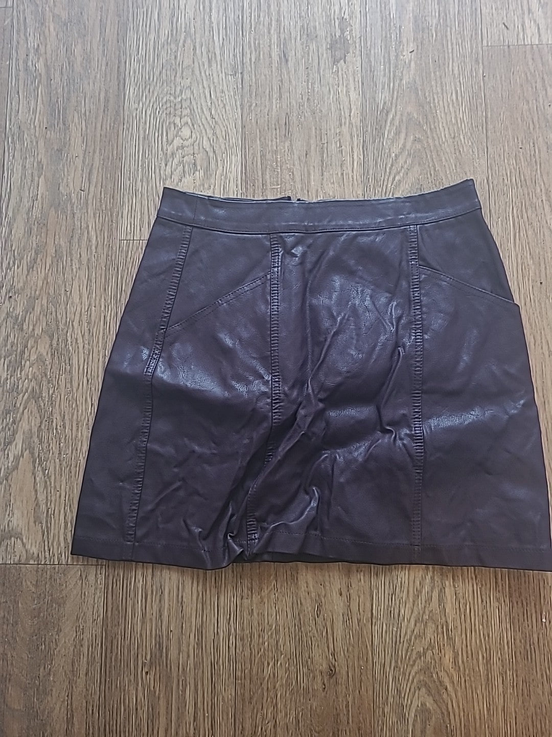 Ladies New Look Size 10 Deep Purple Pleather Pencil Skirt