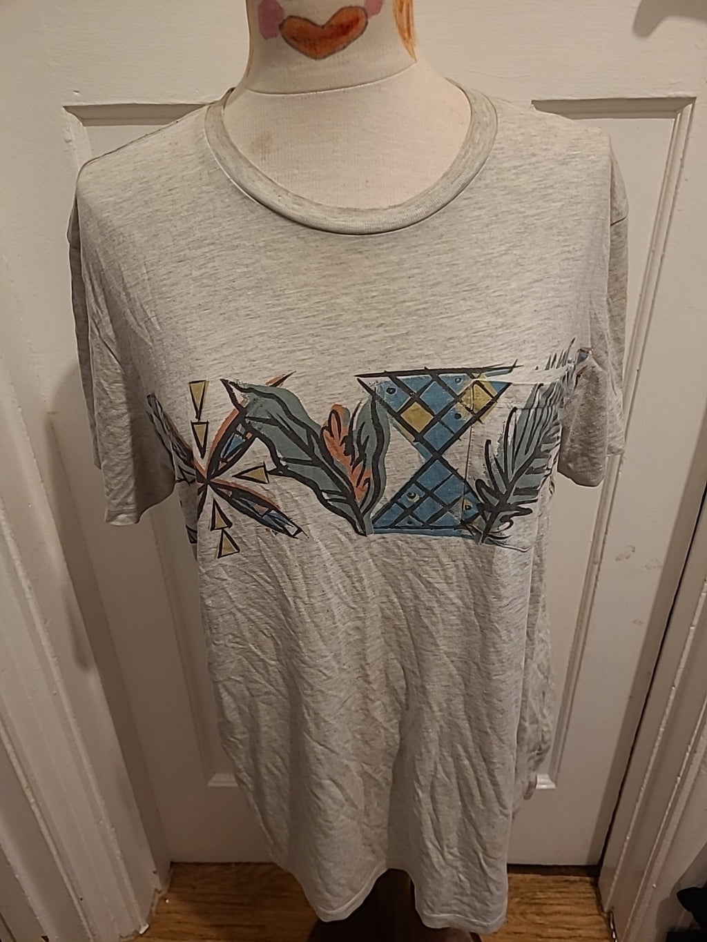 Mens Vans Sizr Large Grey Printed Short Sleeved Tshirt