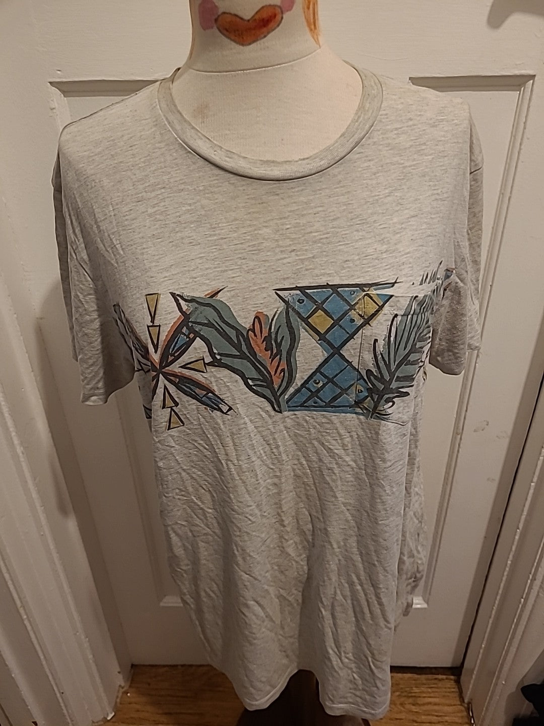 Mens Vans Sizr Large Grey Printed Short Sleeved Tshirt