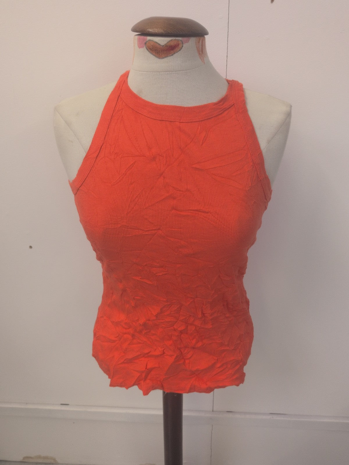 Ladies River Island Size 14 Bright Orange Sleeveless T-shirt