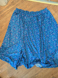 Ladies Size 20 Blue Pattern Elasticated Flare Skirt Midi