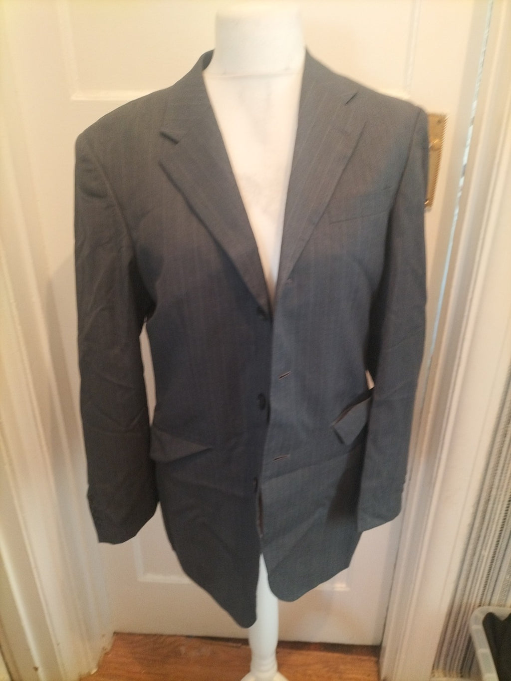 Mens Moss Size 38R Grey Pinstripe Blazer