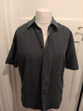 Cedarwood State Medium Grey Navy Stripe Short Sleeve Shirt
