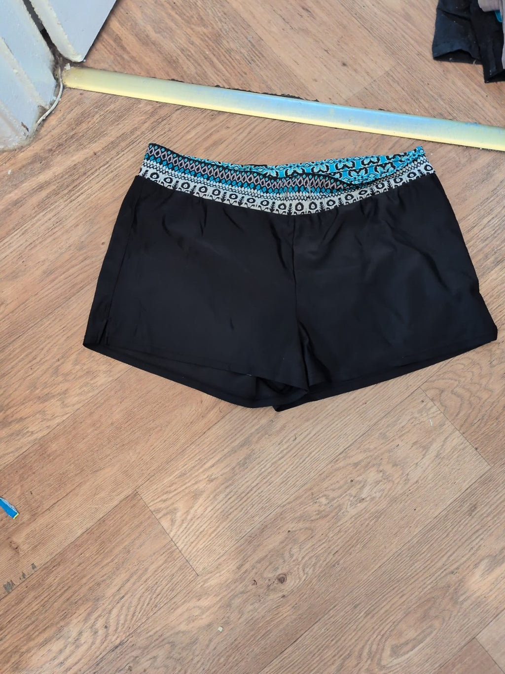 Large Black Multi Trim Swim Shorts Ladies