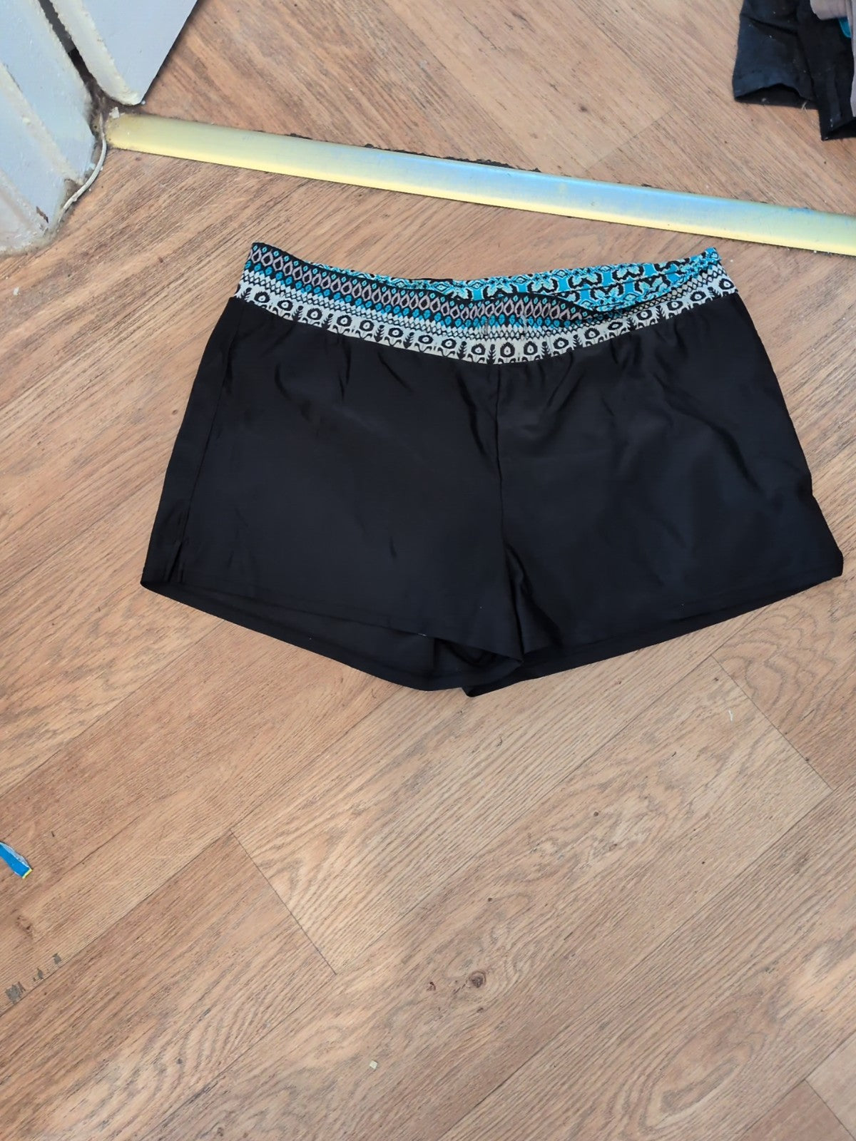 Large Black Multi Trim Swim Shorts Ladies