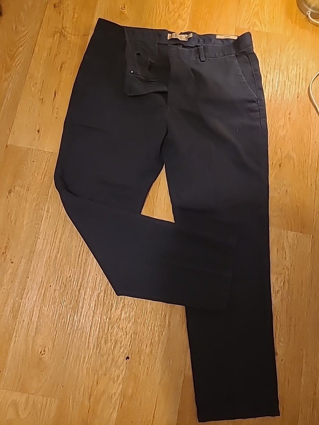 Mens Marks And Spencer Collezione Size 38x31 Tapered Navy Trousers