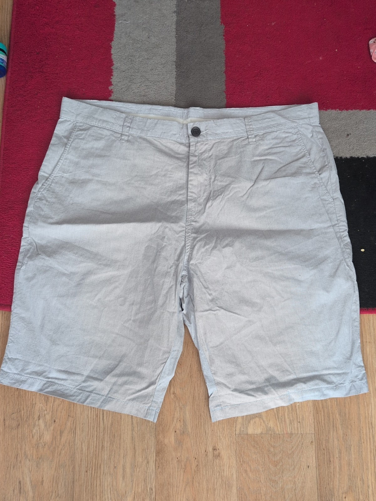 Mens Size 40W Grey And Navy Pinstriped Shirts Chino