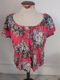 BHS 20 Petite Pink Floral Short Sleeve Blouse