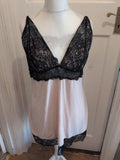 Ladies Size Large Pale Pink And Black Nightwear Pyjama Dress