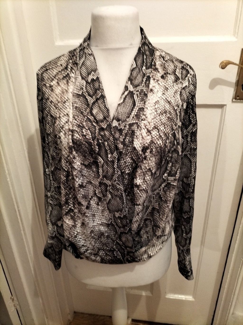 George 14 Crocodile Skin Print Long Sleeve Blouse