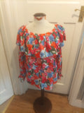 Ladies Size Medium Multi Color Elasticated Chest Long Sleeve Blouse