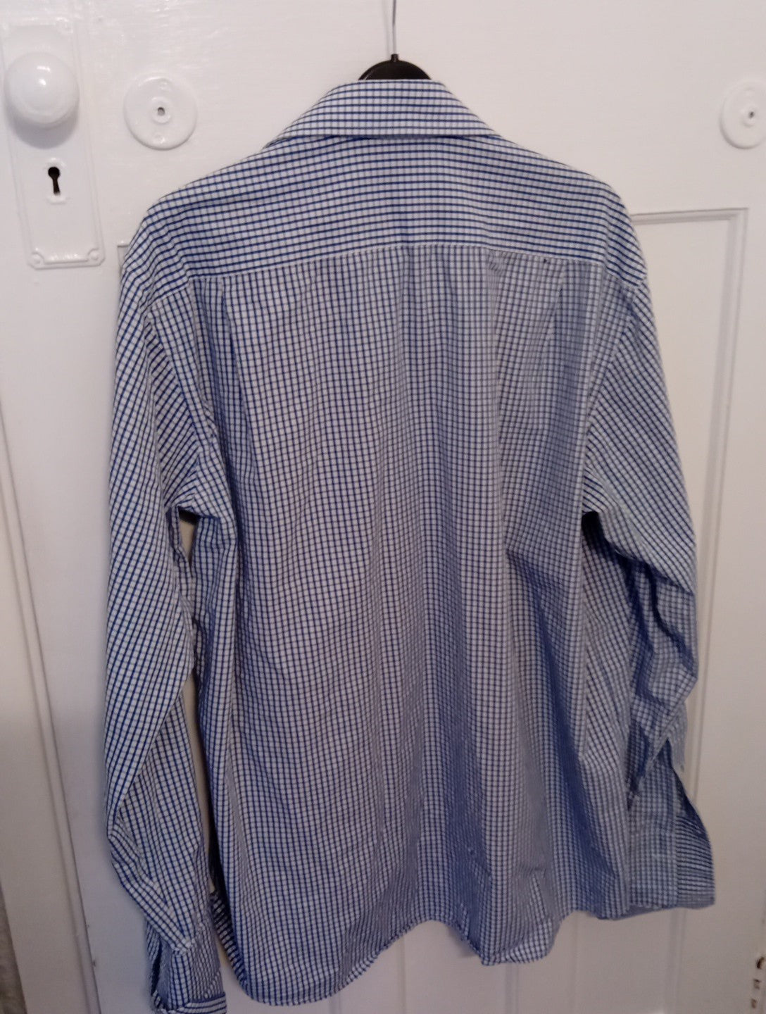 Mens Blue Check Long Sleeved Shirt Size XL