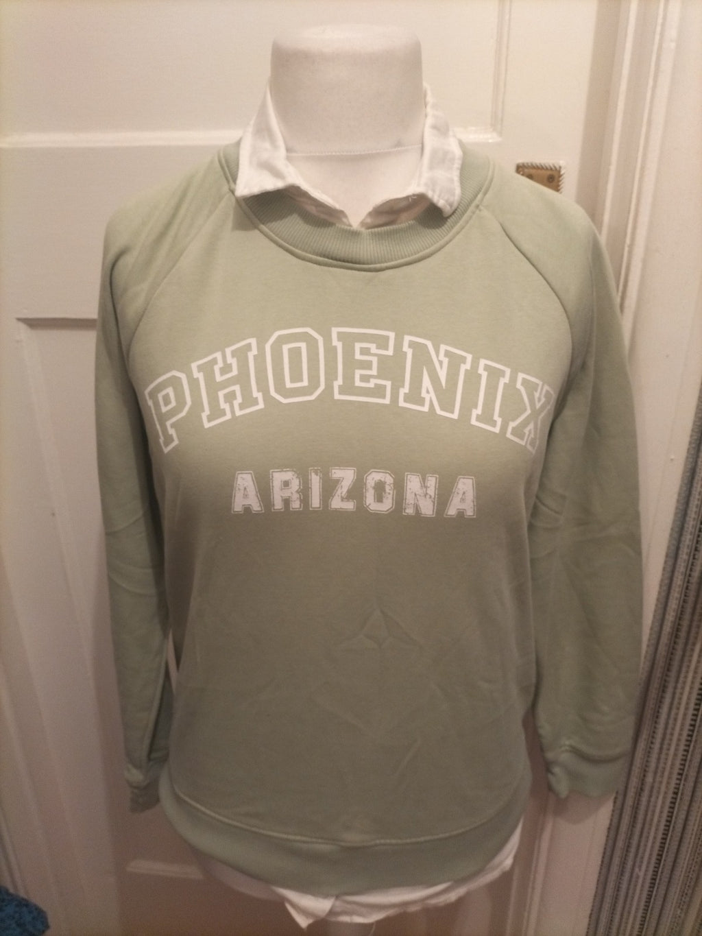 Ladies Next Sp Size 10 Pale Green Collared Print Jumper