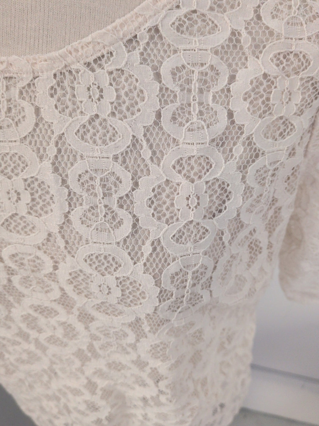 George 18 Ivory Short Sleeve See Through Blouse