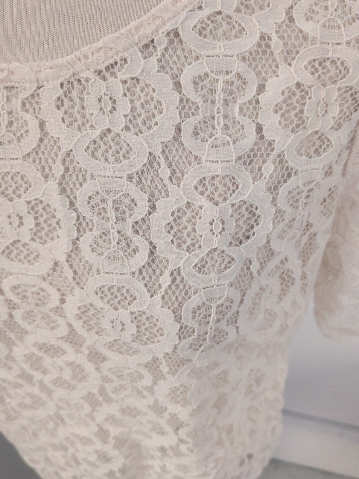 George 18 Ivory Short Sleeve See Through Blouse