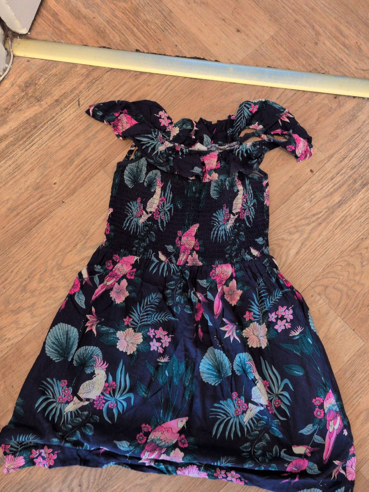 H&M 10-13 Years Navy Floral Short Sleeve Dress