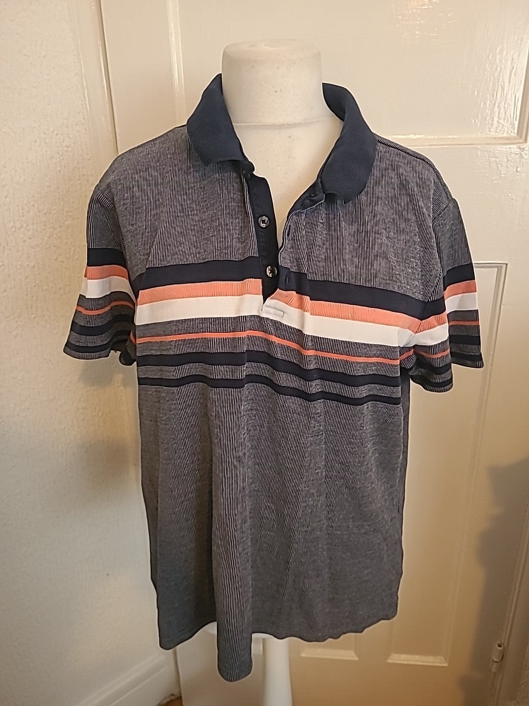 Mens Limited Edition Size XL Grey Fleck With Orange Short Sleeved Polo