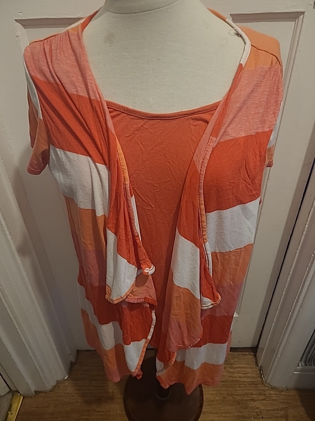 Ladies Soon Size 18 Orange White Red 2 In 1 Tshirt Blouse