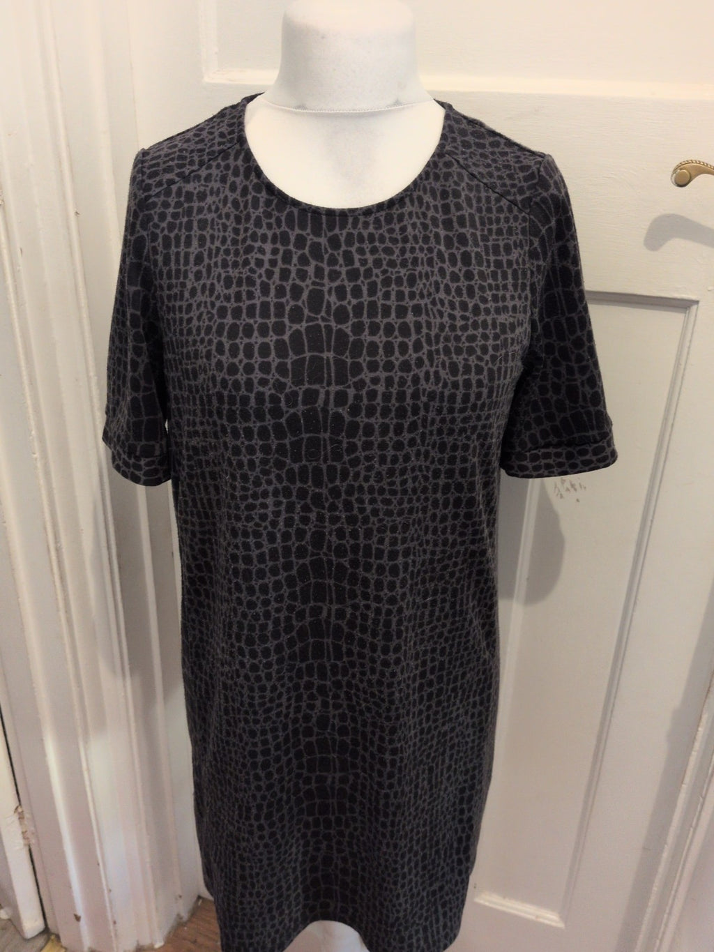 George 12 Black And Grey Short Sleeve Dress
