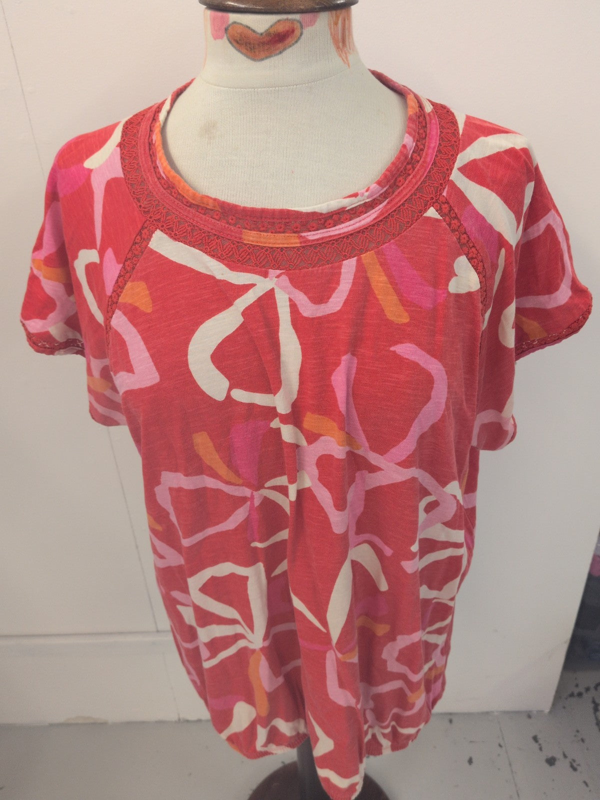 Next 22 Red Orange Pink White Short Sleeve T-shirt Blouse