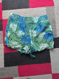 M&S Collection 16 Green And Blue Floral Elasticated Shorts