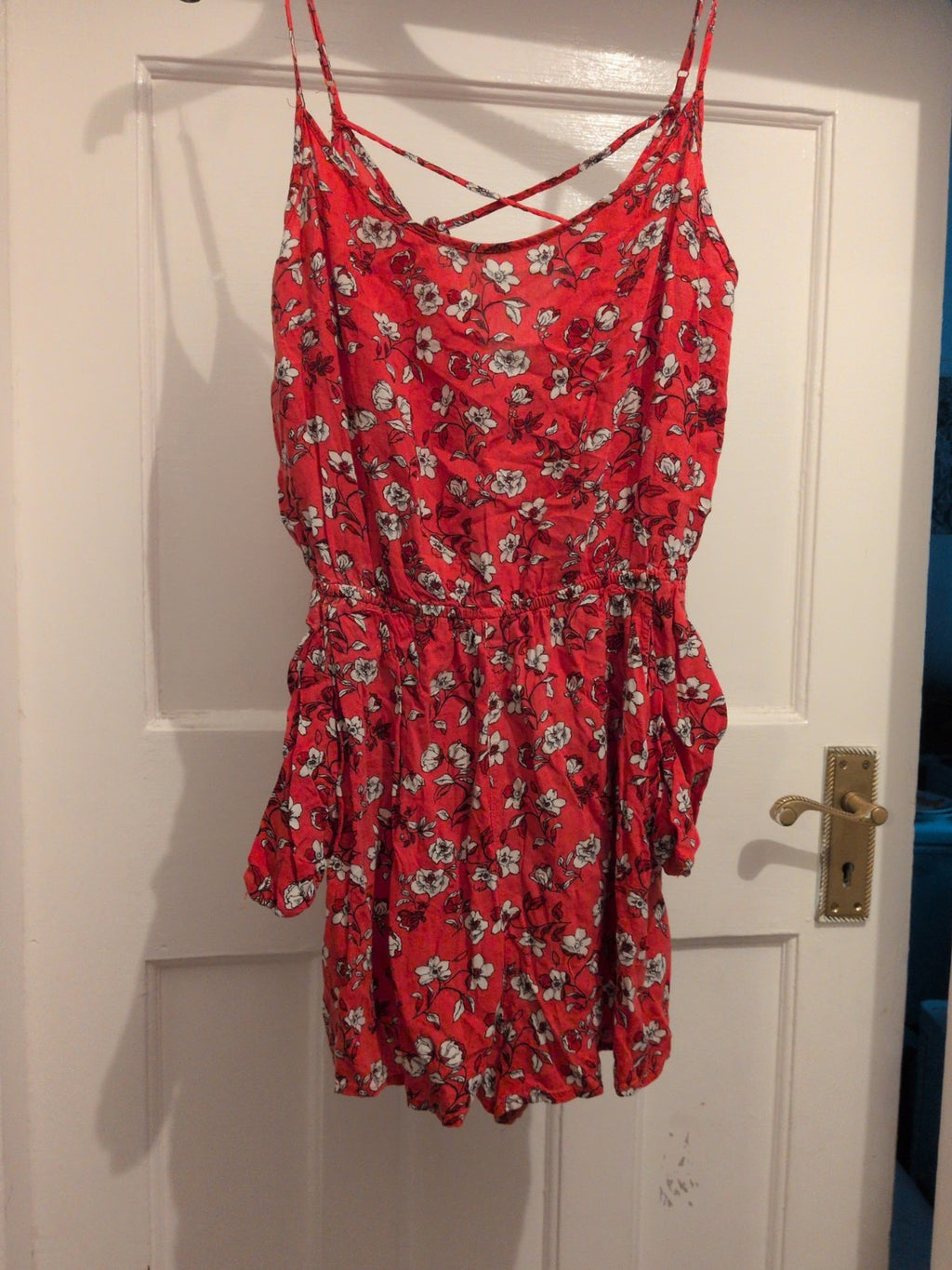 H&M Divided 12 Red Floral Sleeveless Playsuit
