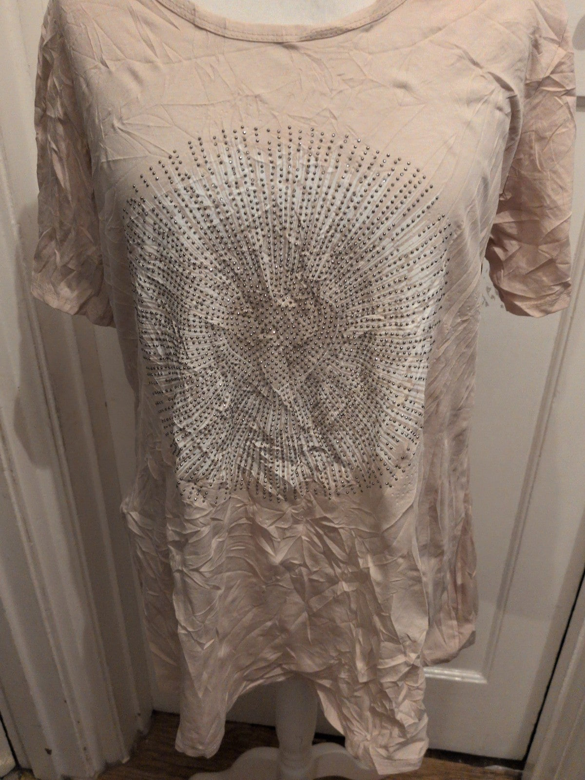 2XL Beige Stud Pattern Short Sleeve T-shirt