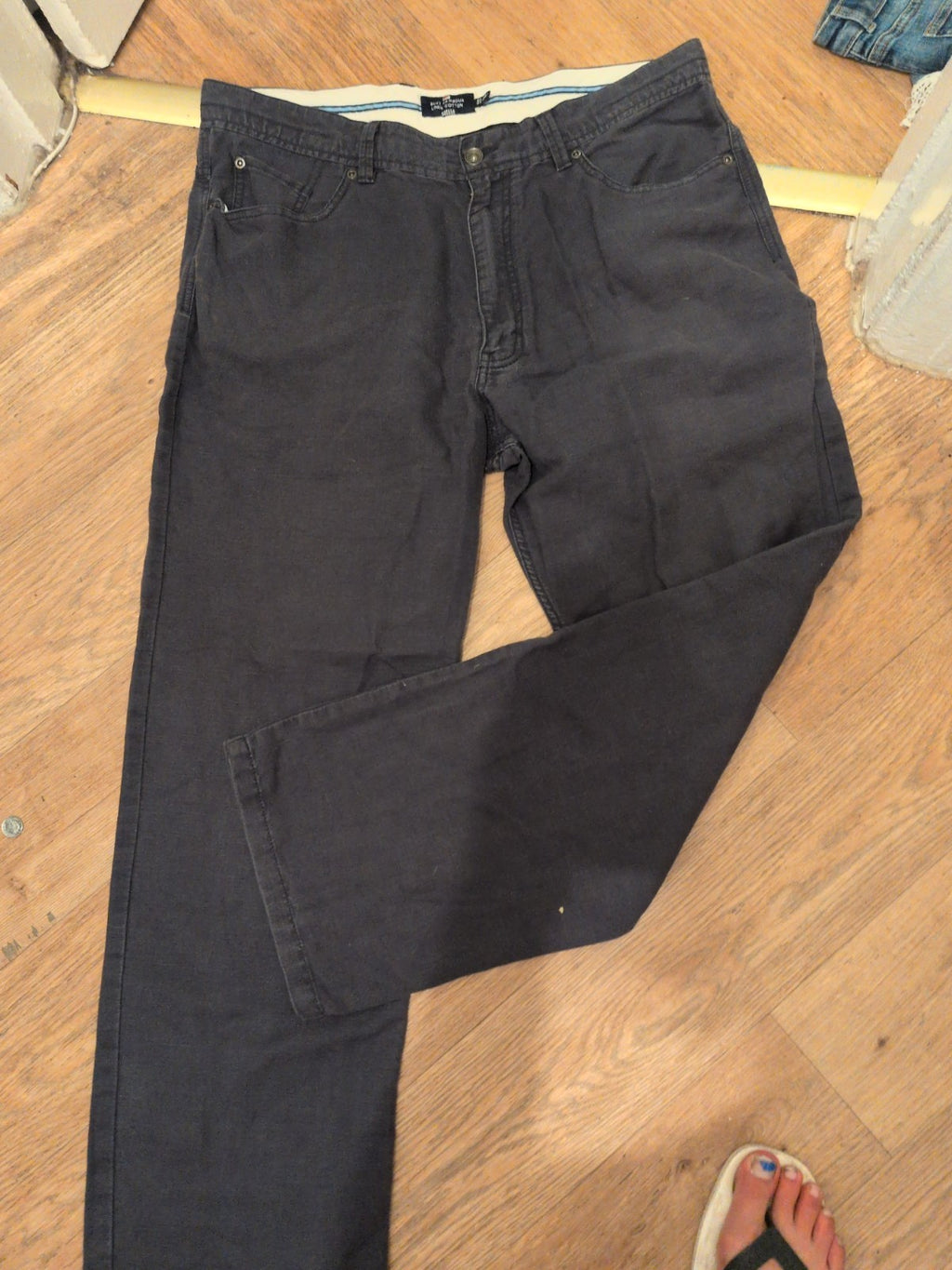 Blue Harbour 38W 31L Linen Cotton Navy Trousers