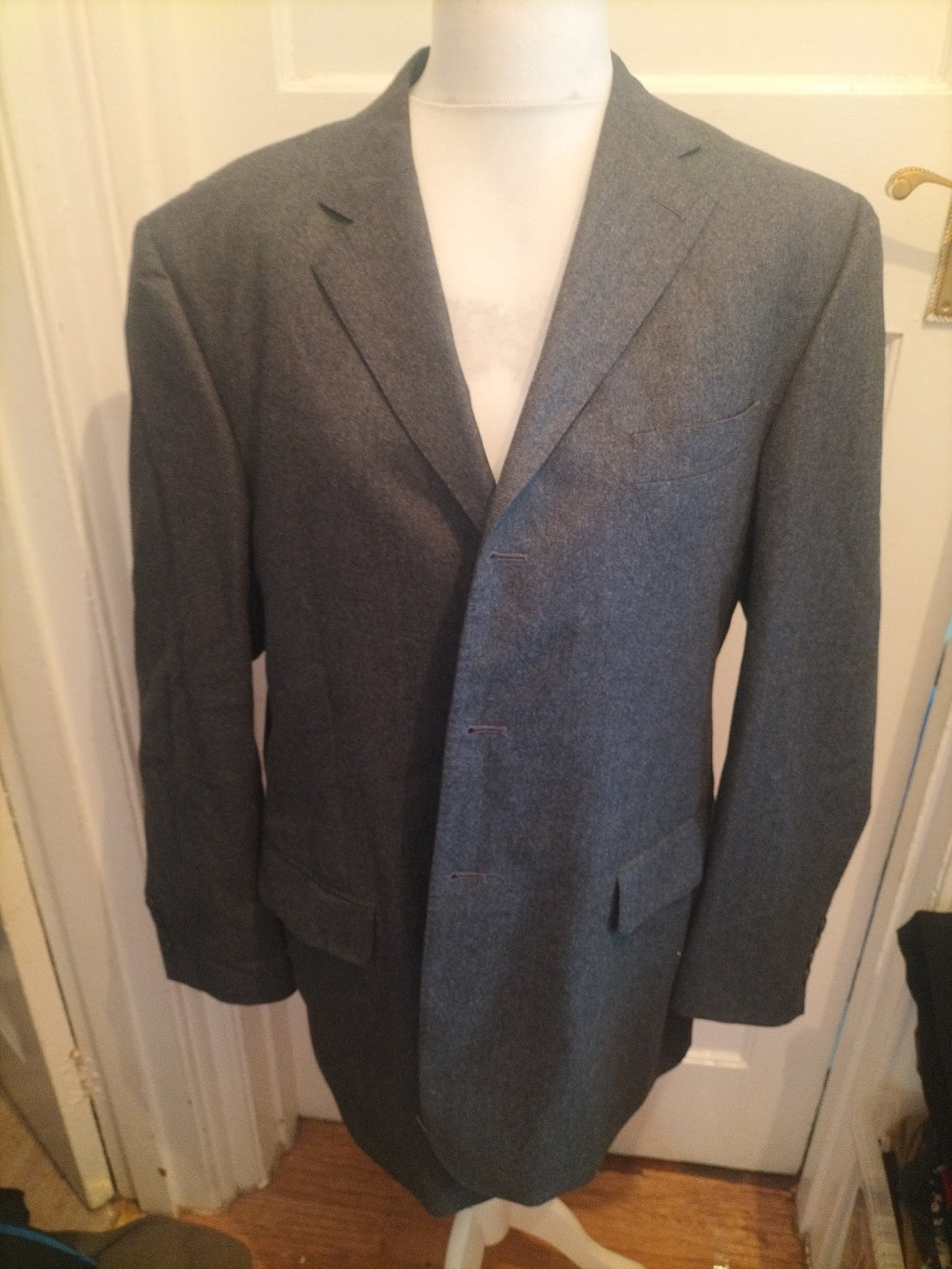Marks And Spencer Italian With Cashmere 44Long Brown And Navy Suit Jacket
