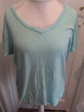 Nutmeg 18 Aqua V Neck "The Loose Tee" Short Sleeve Mark On Front