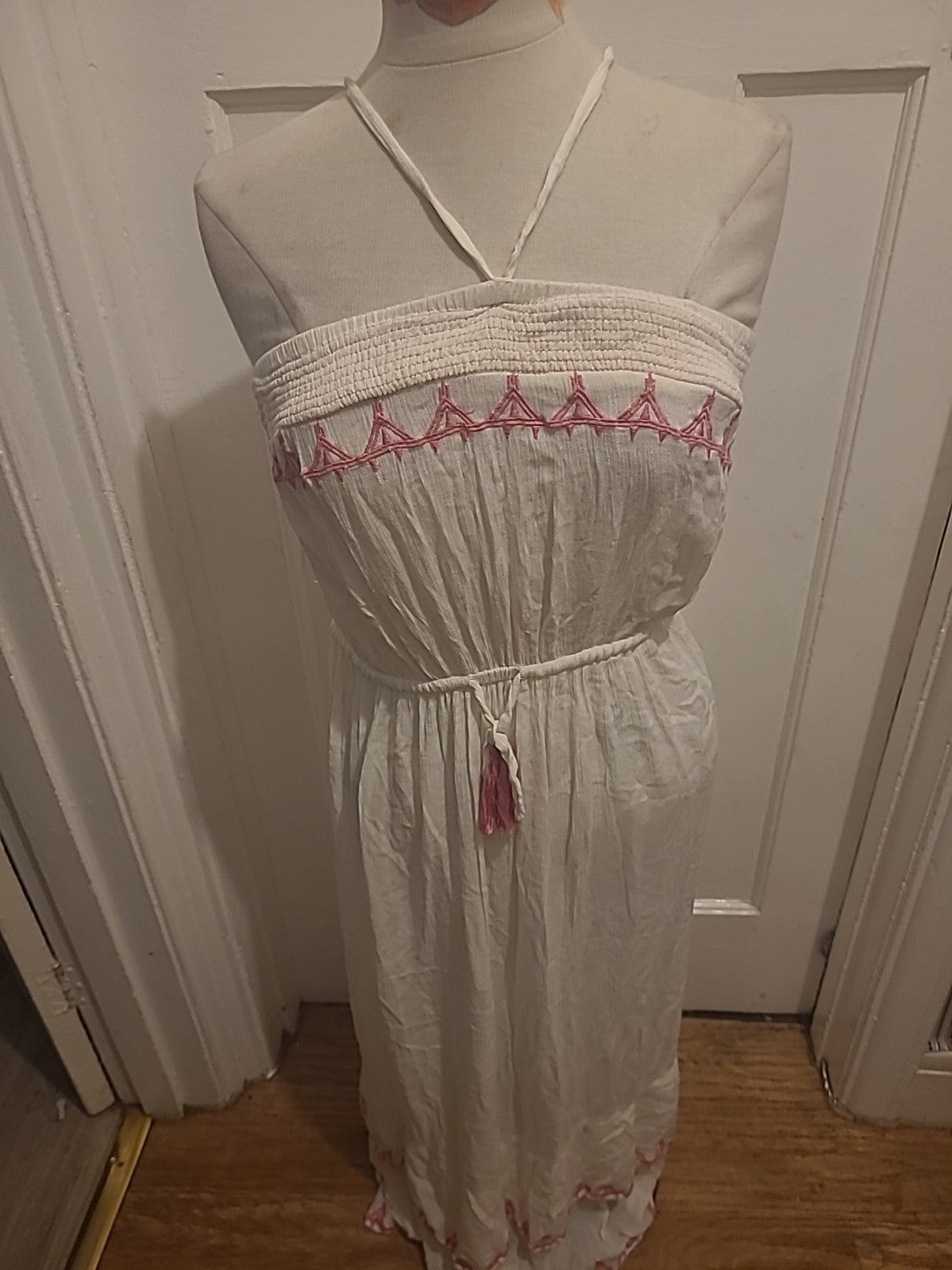 Ladies Kaleidoscope Size 16 White/Pink Sleeveless Strapless Dress