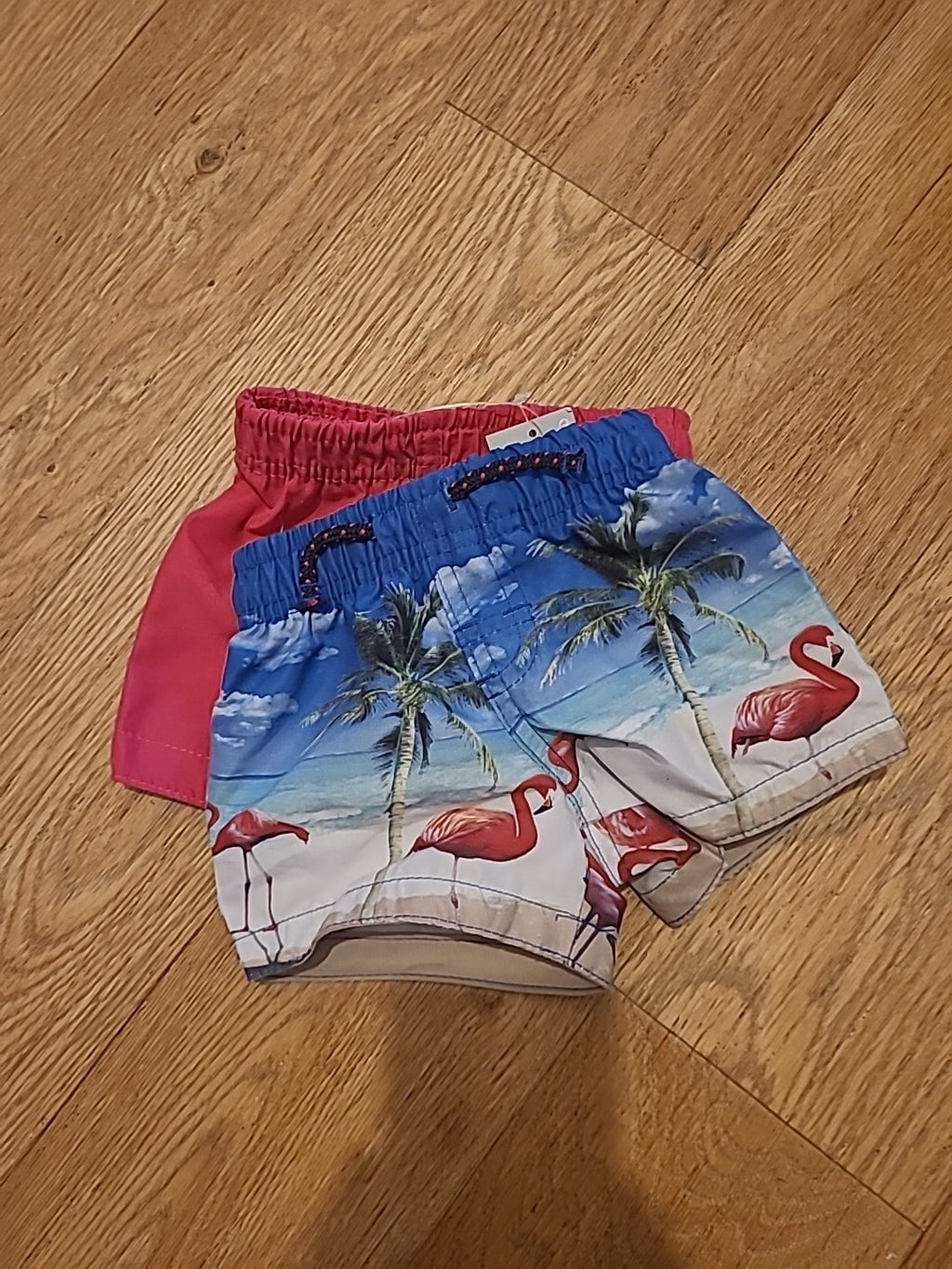 Primark 3-6 Months Elasticated Set Of 2 Shorts Pink And Hawaii