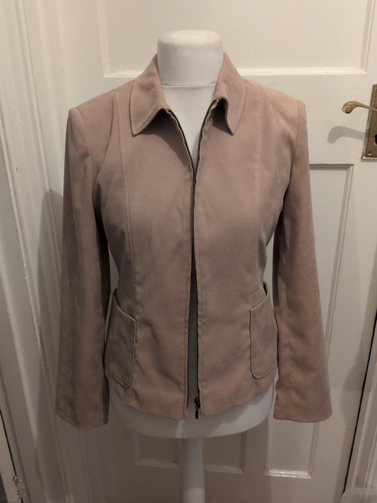 Primark 12 Pale Beige Full Zip Padded Lined Blazer