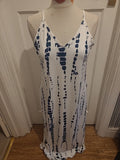 Ladies Size Medium Dark Green White Sleeveless Long A-Line Dress