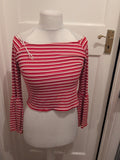 Innocence 16 Red And White Long Sleeve Crop Top