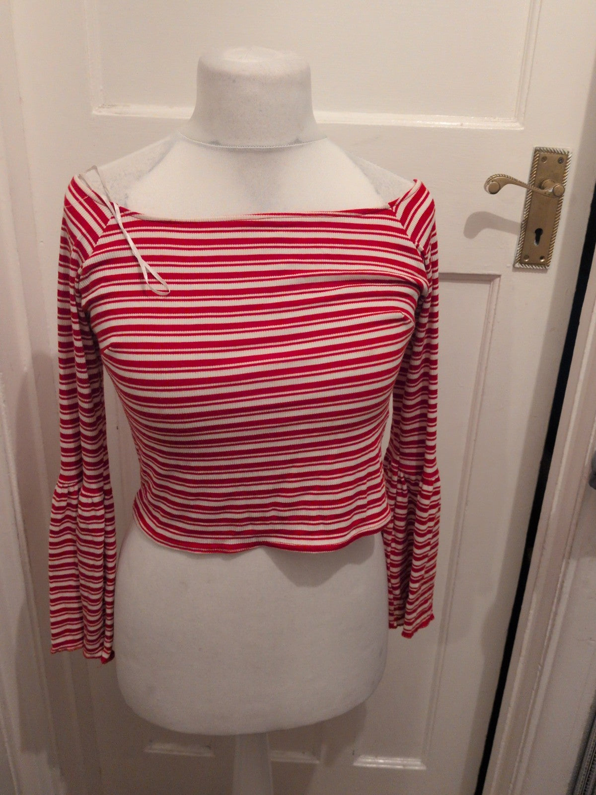 Innocence 16 Red And White Long Sleeve Crop Top