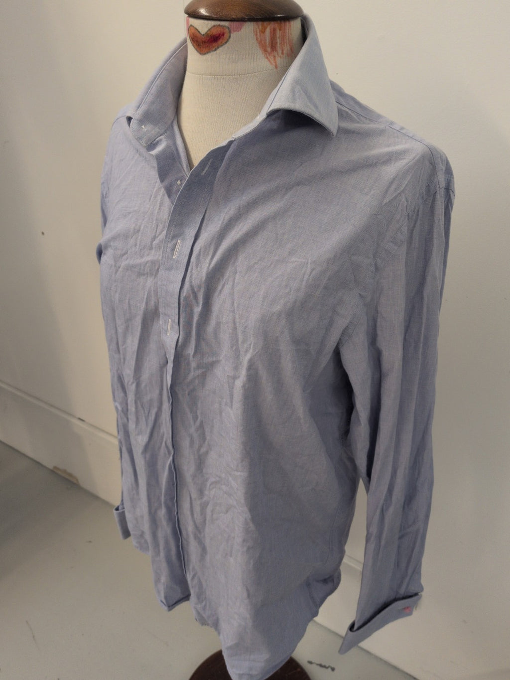 Jaeger 16 Blue Modern Long Sleeve Shirt Marked Neck
