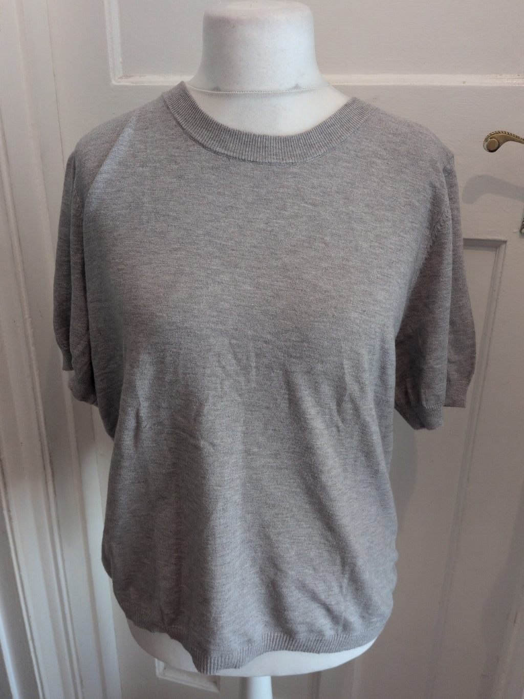 Medium Grey Short Sleeve Rayon Mix T-shirt Blouse