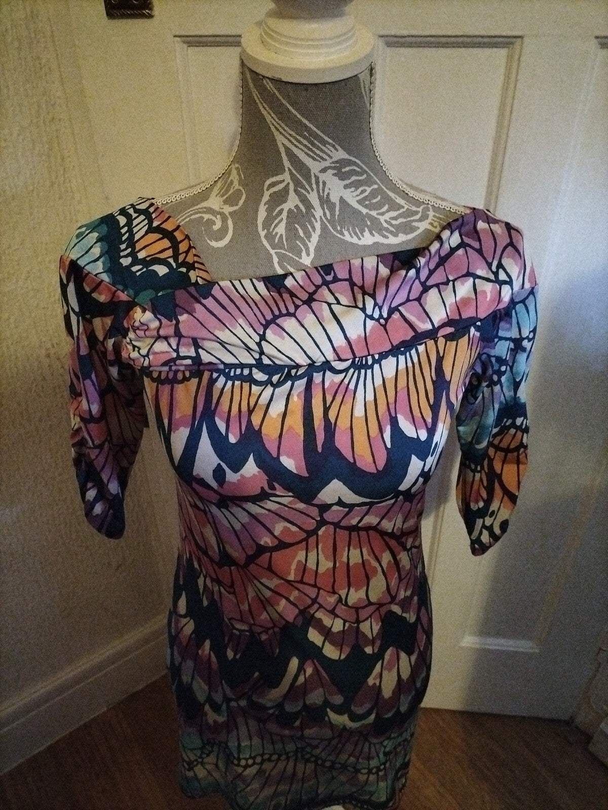 Ladies Next Size 8 Multi Coloured Mid Sleeved Short Dress