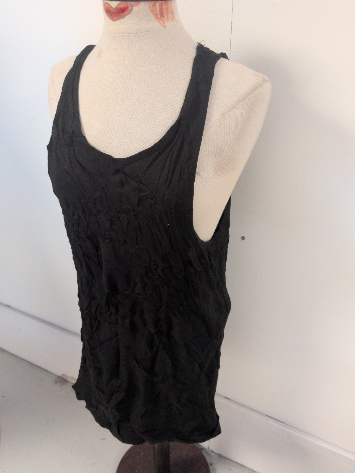 Mens New Look Size Small Black Sleeveless Tank Vest T-shirt