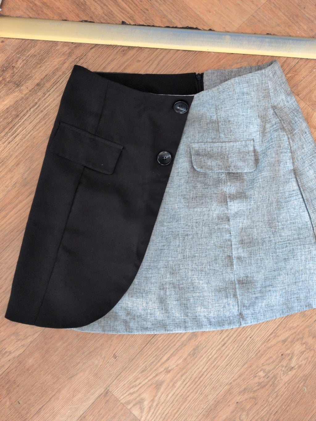 Shein Large Half Grey Half Black Short Straight Skirt