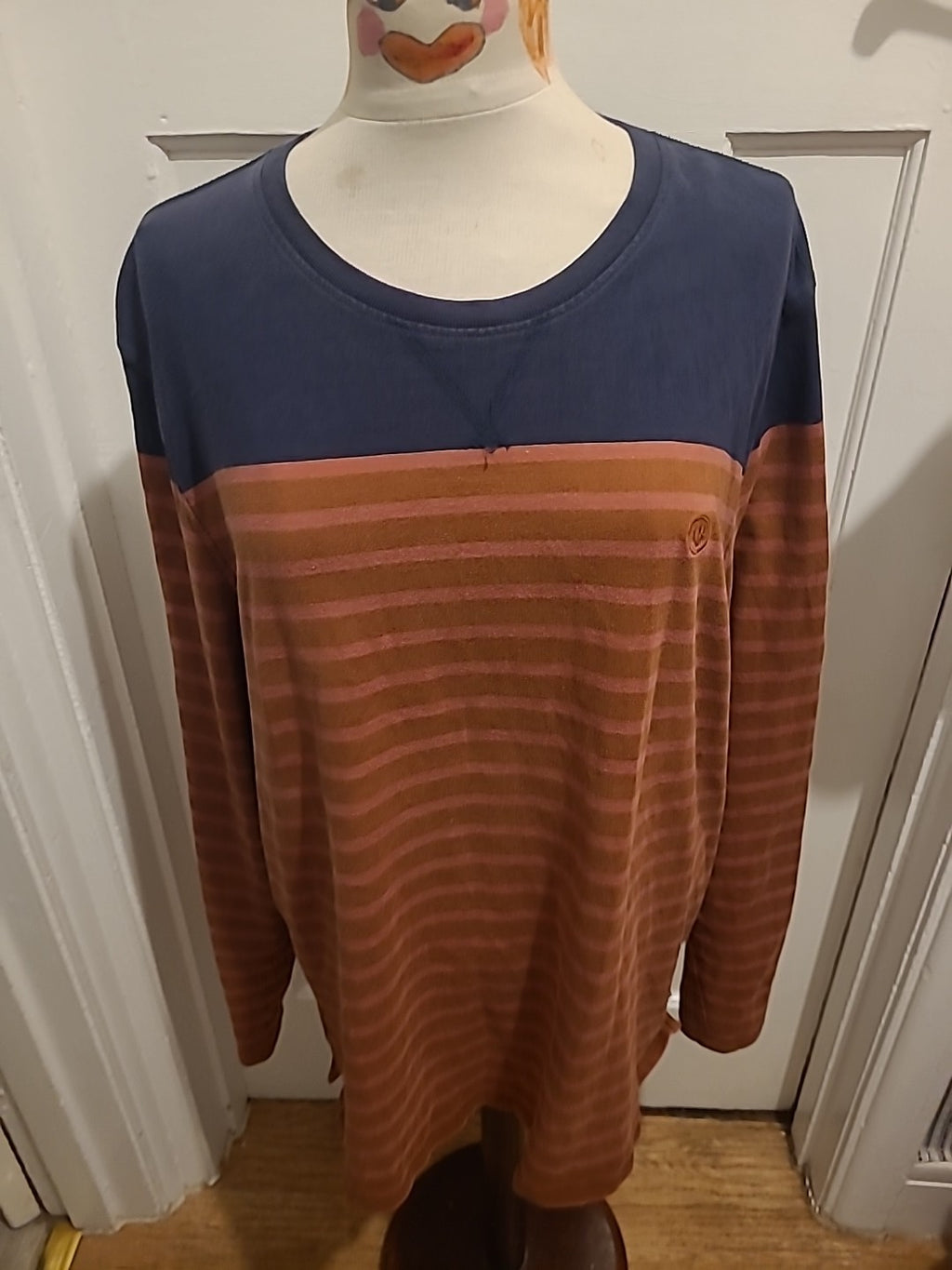 Mens Fat Face Size 2XL Brown/Pink And Navy Long Sleeved Pullover Jumper